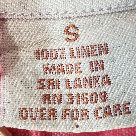 Jos A Bank Shirt Mens Small Red Linen Short Sleeve Button Up Pocket Summer Top - Picture 11 of 11